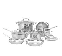 Batterie inox Cuisinart® Chef’s Classic™ 11 pcs : casseroles, poêles, faitout, vapeur | Induction | Fond alu | Poignées Cool Grip™ | Marquages | Couvercles verre | Lave-vaisselle - 7711G
