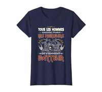 Batterie Instrument Percussion Musicien Hard Rock Batteur T-Shirt, Femme, Bleu Marine, L