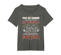 Batterie Instrument Percussion Musicien Hard Rock Batteur T-Shirt, Femme Grandes Tailles, Asphalte, 1X