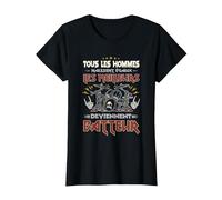 Batterie Instrument Percussion Musicien Hard Rock Batteur T-Shirt, Femme, Noir, S