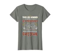 Batterie Instrument Percussion Musicien Hard Rock Batteur T-Shirt, Femme, Vert Kaki chiné, M