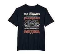 Batterie Instrument Percussion Musicien Hard Rock Batteur T-Shirt, Homme Grandes Tailles, Noir, 4X Tall
