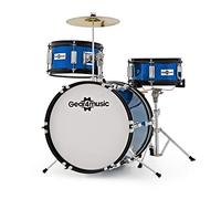 Batterie Junior 3 Fûts par Gear4music, Bleu | Pour Jeunes Débutants de 5-10 Ans, Kit Trois Pièces avec Caisse Claire, Grosse Caisse et Cymbale, Installation Rapide