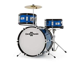 Batterie Junior 3 Fûts par Gear4music, Bleu | Pour Jeunes Débutants de 5-10 Ans, Kit Trois Pièces avec Caisse Claire, Grosse Caisse et Cymbale, Installation Rapide