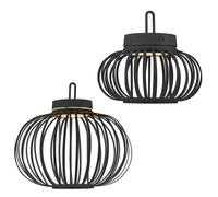 Batterie LED Lampe de table Touchdimmer Bambou Grille Lampe suspendue Extérieur Intérieur Balcon Lampe décorative, USB, 1,5W 130Lm blanc chaud, 1x D 36 cm, 1x D 25 cm, 2er Set
