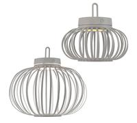 Batterie LED Lampe de table Touchdimmer Bambou Grille Lampe suspendue Extérieur Intérieur Balcon Lampe décorative, greige, USB, 1,5W 130Lm blanc chaud, 1x D 36 cm, 1x D 25 cm, 2er Set
