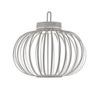 Batterie LED Lampe de table Touchdimmer Bambou Grille Suspension Extérieur Intérieur Balcon Lampe décorative, greige, USB, 1,5W 130Lm blanc chaud, DxH 36x33 cm