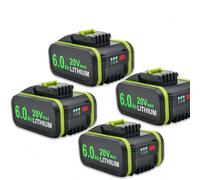 Batterie Li-ion 20V 6000mAh Compatible avec WORX Batterie de Remplacement pour Outil sans Fil Perceuse Visseuse Tondeuse Alimentation Stable WA3551 WA3553 WA3551.1 WA3572 WA3550(4pcs)