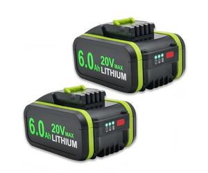 Batterie Li-ion 20V 6000mAh Compatible avec WORX Batterie de Remplacement pour Outil sans Fil Perceuse Visseuse Tondeuse Alimentation Stable WA3551 WA3553 WA3551.1 WA3572 WA3550(2pcs)