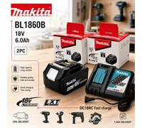 Batterie Li-ion Makita 18V LXT originale BL1860B 6.0Ah, codes BL1815N BL1830B BL1850B BL1860, outils BDF453SHE BDF454Z BHP452 BML184, options batterie uniquement ou charge rapide DC18RC, BL1820, DC18R