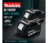 Batterie Li-ion originale Makita BL1860B 18V 6.0Ah, pack coulissant 18V LXT, codes BL1815 BL1815N BL1820 BL1830B BL1850B BL1860, compatible avec BDF453SHE BDF454Z BHP452 BGA452, pack nu, choix de 4PC