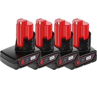 Batterie Li-ion pour outils M12, capacité 6,0 Ah, tension 12 V, 4pcs 12.0v6.0ah