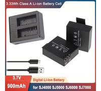 Batterie Li-ion rechargeable 3.7V 900mAh pour SJ4000 SJ5000 SJ6000 SJ7000 WIFi SJCAM Sport Action Camera DV SJ batterie dédiée 2Pcs