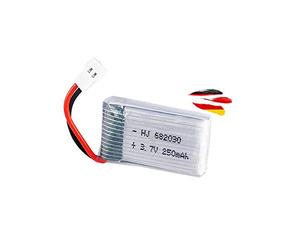 Batterie Li-Po 3,7 V 250 mAh 1S - MX2.0 2P - Connecteur Molex - RC Quadcopter - Drone - Avion - Hélicoptère - Compatible avec Holy Stone HS210, Syma X11-C, WL-Toys V911-S, SU F-35, HW39
