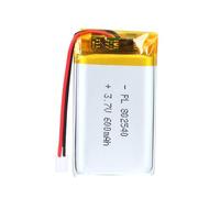 Batterie Li-Po Lithium-ION 802540 3,7 V 800 mAh avec Connexion 2P pH avec Grille de 2,0 mm