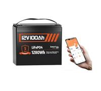 Batterie LiFePO4 12V 100Ah Bluetooth, Batterie Lithium de qualité A, Plus de 8000 Cycles, BMS for Bateaux, Camping-Cars et caravanes