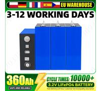 Batterie Lifepo4 3.2V 360Ah Neuve, Cellule Rechargeable Sûre avec Plus de 10000 Cycles, 3 Accessoires Offerts, Grade A, DIY 12V 24V 48V pour VR, VE, Énergie Domestique, Chariot de Golf 16PCS