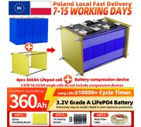 Batterie Lifepo4 3.2V 360Ah Neuve Grade A Cellule au phosphate de fer et de lithium avec dispositif de compression de batterie 10000 cycles Extrêmement facile à installer BMS intelligent intégré DIY 3