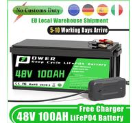 Batterie LiFePO4 48V 100Ah, 51.2V, Lithium Iron Phosphate, BMS 100A intégré, chargeur 58.4V pour stockage solaire domestique, chariot de golf 48V 100AH Wt Charger