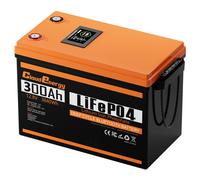 Batterie LiFePO4 Cloudenergy 12V 300Ah Bloc d'alimentation de secours, 3840Wh d'énergie, 6000+ cycles, BMS 200A intégré