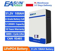 Batterie LiFePO4 EASUN POWER 51.2V 100AH, pack de batteries lithium-fer 48V 5KWH, 6000+ cycles, Bluetooth CAN RS485 BMS, stock UE, sans taxes 51.2V-100AH-5KWH