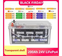 Batterie LiFePO4 Flowatt 200AH 25.6V avec BMS 200A intégré, plus de 8000 cycles, pack batterie 5KWH, batteries de stockage domestique, coque transparente 200AH 25.6V transparent