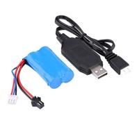 Batterie Lipo 1500mAh 7,4V 2S avec Câble USB - Compatible Jouets RC U12A S033G Q1 H101 - Connecteur SM-2P Bleu