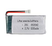 Batterie LiPo 3,7 V 500 mAh 1,85 Wh 20C 802042 Connecteur 51005 2P 2 Câbles RC Drone Radio Control Avions Voitures Convient pour Radio Control Dimensions 48 x 20 x 8 mm (3,7 V | 51005|500 mAh |