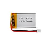 Batterie LiPo 3,7 V, 500 mAh 612338 Ions Lithium Polymère avec connexion 2P-PH avec pas de 2,0 mm