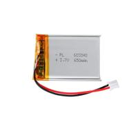 Batterie Lipo 3,7 V, 650 mAh 603040 lithium-polymère avec connexion 2P-PH avec pas de 2,0 mm