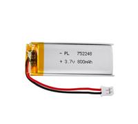 Batterie Lipo 3,7 V, 800 mAh 752248 Lithium-polymère avec Connexion 2P-PH avec Pas de 2,0 mm