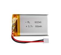 Batterie Lipo 3,7 V, 800 mAh 802540 Lithium-polymère avec Connexion 2P-PH avec Pas de 2,0 mm
