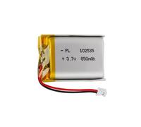 Batterie LiPo 3,7 V, 850 mAh 102535 ions lithium polymère avec connexion 2P-PH avec dimension de grille de 2,0 mm