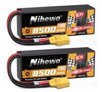 Batterie Lipo 3S 8500 mAh 11,1 V Batterie Lipo 100C Boîtier Rigide avec connecteur XT90 Compatible avec Les modèles RC Arrma Axial 1/8 1/10 Voiture Camion Buggy Drone Bateau (2 Packs)
