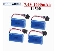 Batterie lipo 7.4V SM-4P 14500, 1600mAh, avec chargeur, pour jouets électriques, pistolet à balles d'eau, pièces de rechange, batterie 7.4V pour voitures jouets RC 4p-1600-sm4p