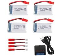 Batterie Lipo rechargeable - YUNIQUE FRANCE - 3.7V 750mAh - Pour Drones RC - Chargeur inclus - 4 pièces