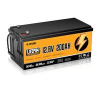 Batterie Lithium, 12V 200Ah Batterie Lifepo4 Rechargeable, 2560Wh BMS 200A Amélioré, 18000 Cycles Profonds, Protection Basse Température Intégrée Pour Camping Car, SystèMes Hors RéSeau, Bateaux