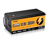 Batterie Lithium, 12V 300Ah Batterie Lifepo4 Rechargeable, 3840Wh BMS 200A Amélioré, 18000 Cycles Profonds, Protection Basse Température Intégrée Pour Camping Car, SystèMes Hors RéSeau, Bateaux