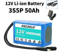 Batterie Lithium-Ion 12V 20Ah-50Ah 3S5P 18650 avec BMS + chargeur, très grande capacité, Rechargeable, DC12.6V 3s1p 10Ah