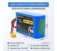 Batterie lithium-ion 25,2 V 24 V 8000 mAh 6S2P avec carte BMS intelligente pour trottinette auto-équilibrante, fauteuil roulant et véhicules électriques JST - XT30