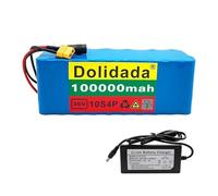 Batterie Lithium-ION 36 V 100 Ah pour Vélo Électrique avec Protection BMS, Batterie pour Scooter Électrique, Chargeur 42 V 2 A XT60+SM