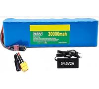 Batterie Lithium-ION 48V 30Ah avec Chargeur 54,6 V 2 A Batterie Trottinette Électrique pour Vélo Électrique 1000W-250W (48V 30Ah, T+DC)