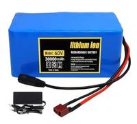 Batterie Lithium Ion 60 V 30 Ah pour vélos électriques et scooters avec BMS et 67.2V 2A Charger convient pour les moteurs 200 W à 1 000 W (T)