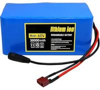Batterie Lithium-ION 60V, Packs De Batteries Lithium-ION 60V 30Ah pour Moteur 250W-800W E-Bike Scooter Électrique avec BMS + Chargeur 67,2V 2A (60V 30Ah, T)