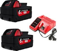 Batterie lithium-ion de rechange, tension 18V, capacité 6000mAh, chargeur 2pcs 60