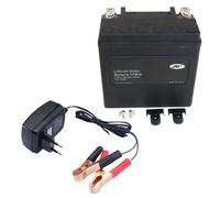 Batterie lithium-ion JMT VTB-8 V-Twin, 12 V 8 Ah, pôle positif gauche, DIN 51214 + chargeur