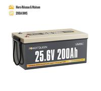 Batterie Lithium LiFePO4 24V200Ah énergie 5120Wh - BMS 200A - 4000+ Cycles - Grande Capacité - L520 * P269 * H220 mm Power Queen