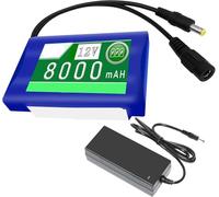 Batterie lithium polymère 12 V, 8 000 mAh, pour barre lumineuse LED 0-100 W, moteur de surveillance audio avec chargeur, batterie lithium remplaçable A