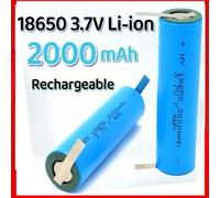 Batterie Lithium Rechargeable 18650, 3.7V, 2000mAh, 18650, avec onglets à souder, pour lampe de poche, écouteurs, aspirateurs, Radio 1 Battery