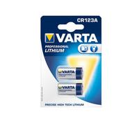 Batterie Lithium Varta CR123A 3V 1600mAh - Pack de 2 - Format Cylindrique 17x34.5mm - Technologie Lithium pour appareils photo - Référence 06205-301-402
